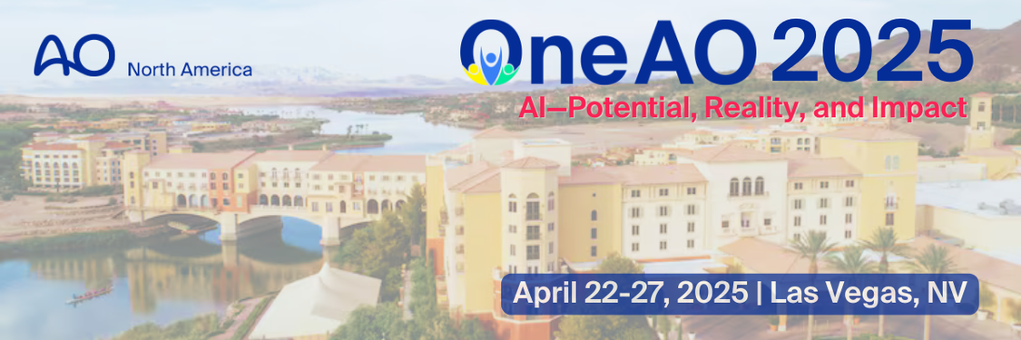 A banner announcing the OneAO 2025 conference in Las Vegas