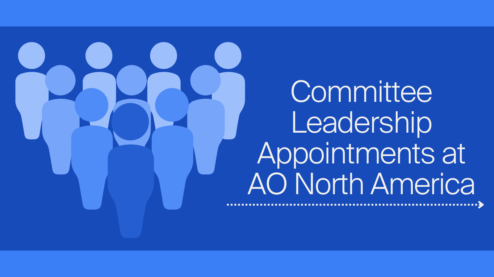 Icons of people in a group on a blue background with "Committee Leadership Appointments at AO North America" text shown